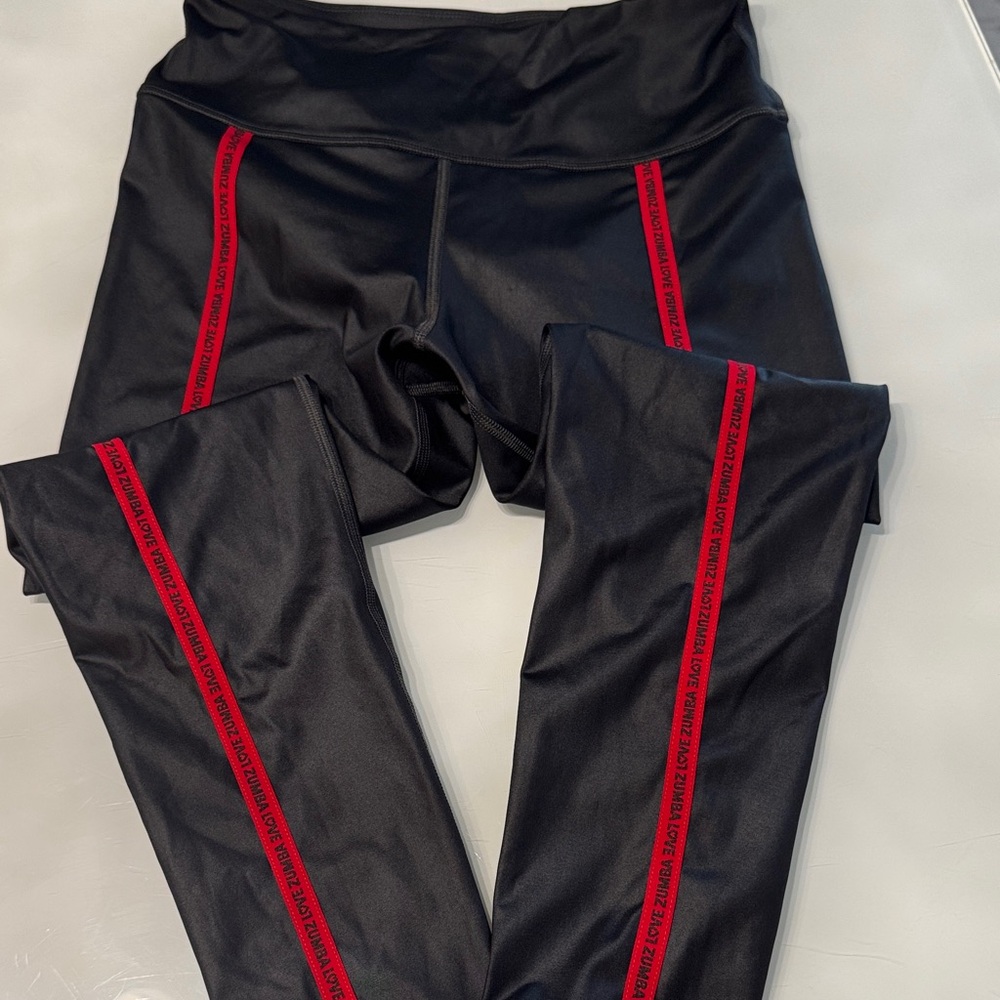 Zumba love Black Leggings with Red Accents